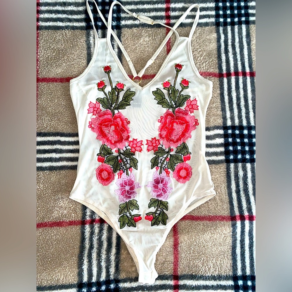 Beautiful Floral Embroidered Bodysuit